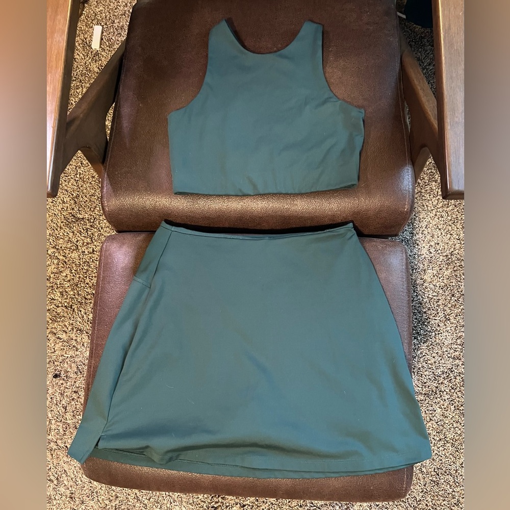 Girlfriend Collective Set: Dylan Sports bra (sizeM), Sport Skort (size L)